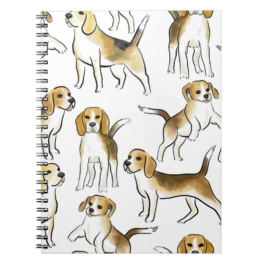 Beagle Beauty: Waterverf hondenpatroon Notitieboek (Voorkant)