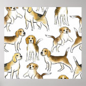 Beagle Beauty: Waterverf hondenpatroon Poster (Voorkant)