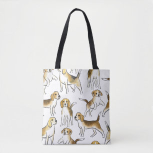 Beagle Beauty: Waterverf hondenpatroon Tote Bag