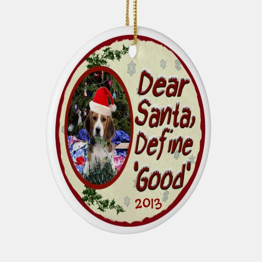 Beagle Beste Santa Define Goede kerstversiering Keramisch Ornament (Rechts)