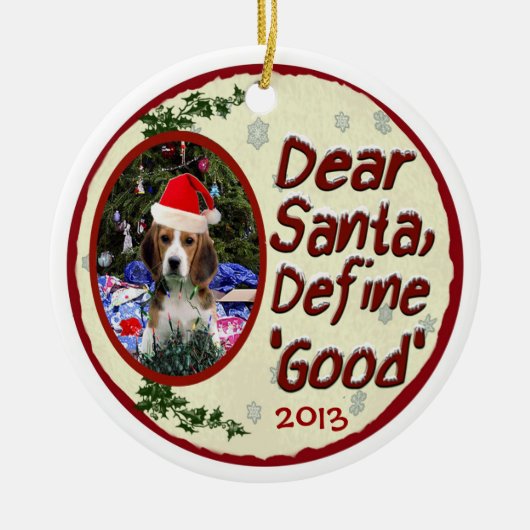 Beagle Beste Santa Define Goede kerstversiering Keramisch Ornament (Voorkant)