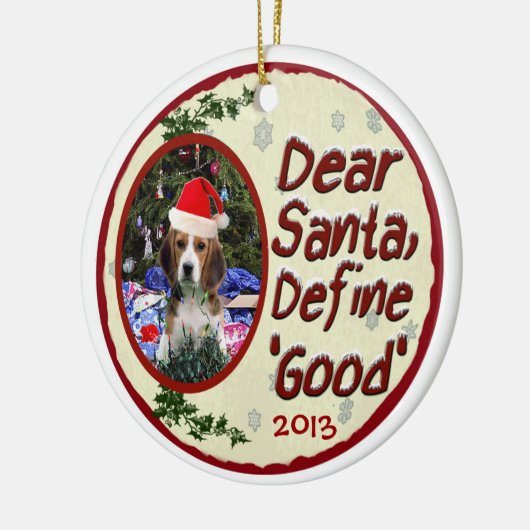 Beagle Beste Santa Define Goede kerstversiering Keramisch Ornament (Links)