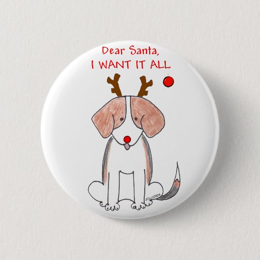 Beagle Beste Santa Ronde Button 5,7 Cm (Voorkant)