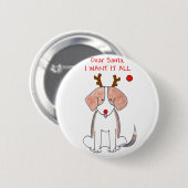 Beagle Beste Santa Ronde Button 5,7 Cm (Voorkant /achterkant)