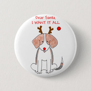 Beagle Beste Santa Ronde Button 5,7 Cm