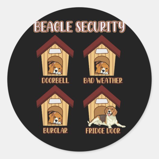 Beagle Beveiliging Beagle Deurbel Slecht weer Burg Ronde Sticker (Voorkant)