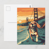 Beagle bij de Golden Gate Bridge tijdens zonsonder Briefkaart (Voorkant / Achterkant)