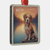 Beagle bij Lake Metalen Ornament (Rechts)