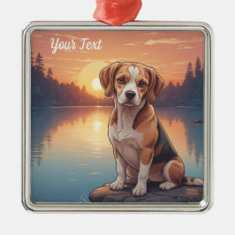 Beagle bij Lake Metalen Ornament