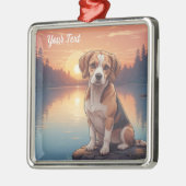 Beagle bij Lake Metalen Ornament (Links)