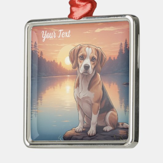 Beagle bij Lake Metalen Ornament (Links)