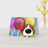 Beagle Birthday Card Kaart (Gele Bloem)