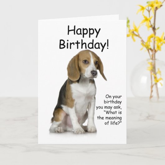 Beagle Birthday Kaart (Gele Bloem)