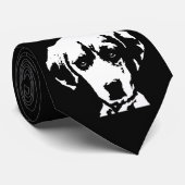 Beagle Black & White Pop Art Dog Face Stropdas (Opgerold)