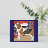 Beagle blaft naar Kerstman Briefkaart (Staand voorkant)
