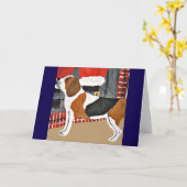 Beagle Blaft naar Kerstman Kaart (Gele Bloem)