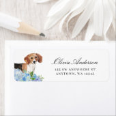 Beagle Blauwe Hortensia Retouradres Etiket (Insitu)
