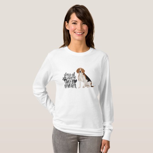 Beagle - Blijf thuis bij Dog mama T-shirt (Voorkant volledig)