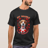 Beagle Bliss Vier Valentijnen met Canine Lov T-shirt (Voorkant)