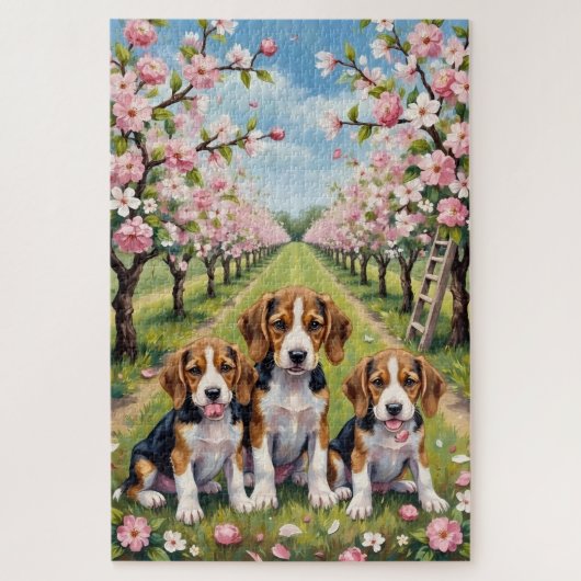 Beagle Blossom Boomgaard Kunst Legpuzzel (Verticaal)