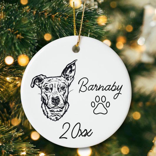 Beagle Bulldog Kruising Hond Aangepaste Naam & Jaa Keramisch Ornament