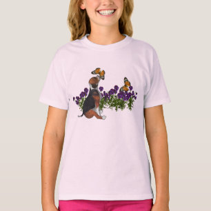 Beagle Butterflies Flowers Cute Dog T-shirt