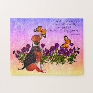 Beagle Butterflies Flowers Inspirerend Age Quote Legpuzzel