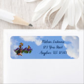 Beagle Butterflies Pansies Cute Dog Adres Etiket (Insitu)