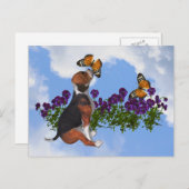 Beagle Butterflies Pansies Cute Dog Briefkaart (Voorkant / Achterkant)