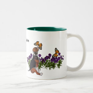 Beagle Butterflies Pansies Cute Dog Tweekleurige Koffiemok