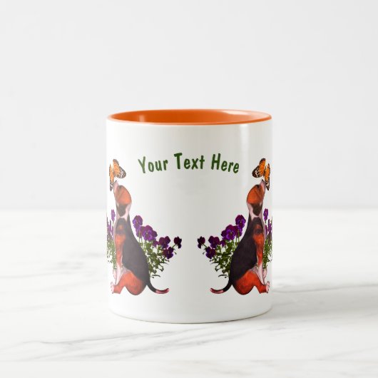 Beagle Butterflies Pansies Cute Personated Tweekleurige Koffiemok (Center)