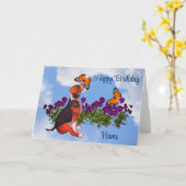 Beagle Butterflies Pansies Leuke verjaardag Kaart (Gele Bloem)