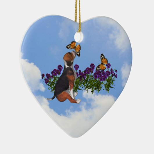Beagle Butterflies Violet Dog Ornament (Rechts)