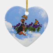 Beagle Butterflies Violet Dog Ornament (Voorkant)