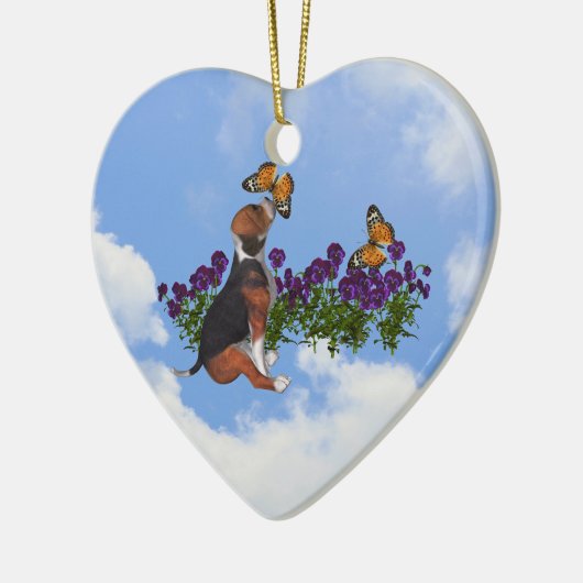 Beagle Butterflies Violet Dog Ornament (Links)