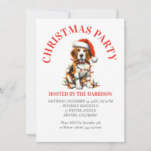 Beagle Canine Retro Waterverf Kerstmis Kaart