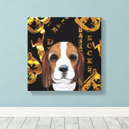 Beagle canvas afdruk (Insitu (Houten vloer))