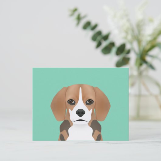 Beagle cartoon briefkaart (Staand voorkant)
