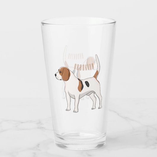 Beagle cartoon glas (Achterkant)