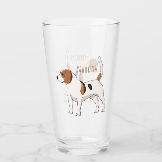 Beagle cartoon glas (Voorkant)