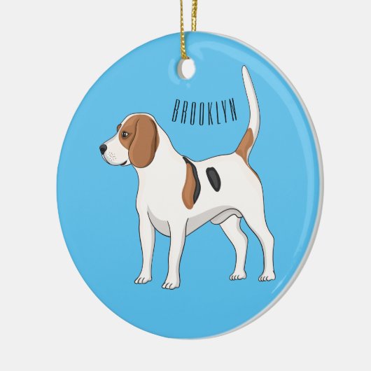 Beagle cartoon keramisch ornament (Links)