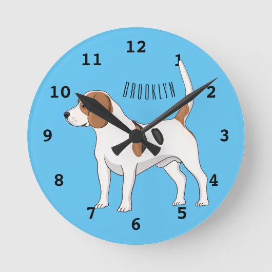 Beagle cartoon ronde klok (Voorkant)