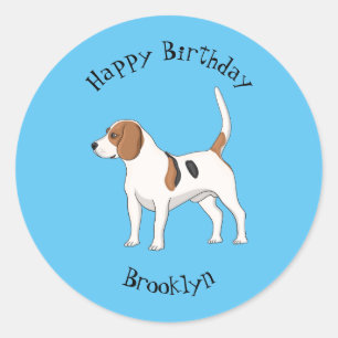 Beagle cartoon ronde sticker