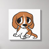 beagle cartoon rood wit canvas afdruk (Voorkant)