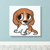 beagle cartoon rood wit canvas afdruk (Insitu (Houten vloer))