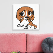 beagle cartoon rood wit canvas afdruk (Insitu (Woonkamer))