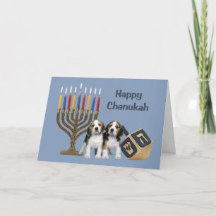 Beagle Chanukah Card Menorah Dreidel1 Feestdagen Kaart