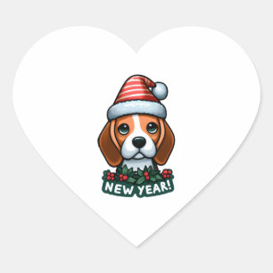 Beagle Cheer Feestelijke nieuwjaarswensen Classic Hart Sticker
