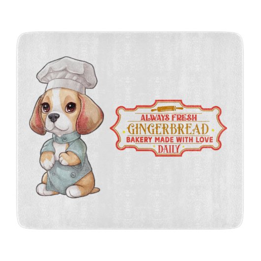 Beagle Chef Baking Gingerbread Snijplank (Voorkant)