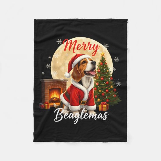 Beagle Christmas Beagle Costume Beagle Xmas Merry  Fleece Deken (Voorkant)